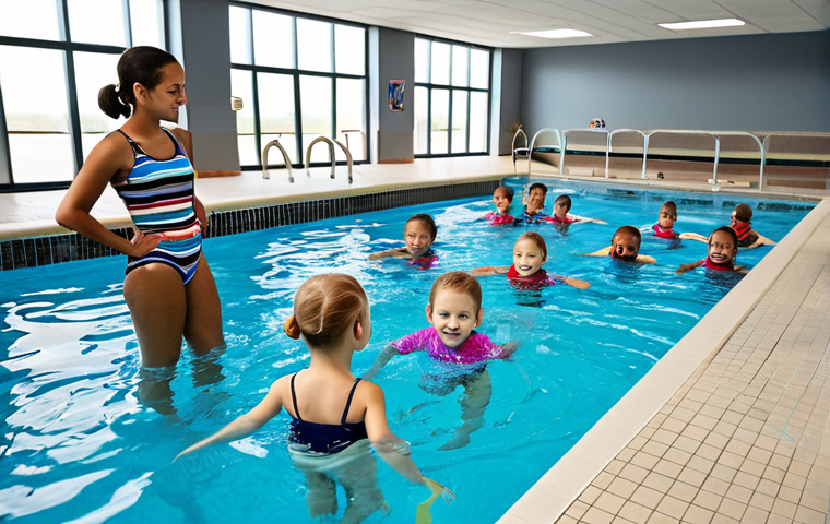 아동용 수영교실 할인 이벤트 정보 - **

"A professional female lifeguard in a modest, bright red lifeguard uniform, standing watch near ...